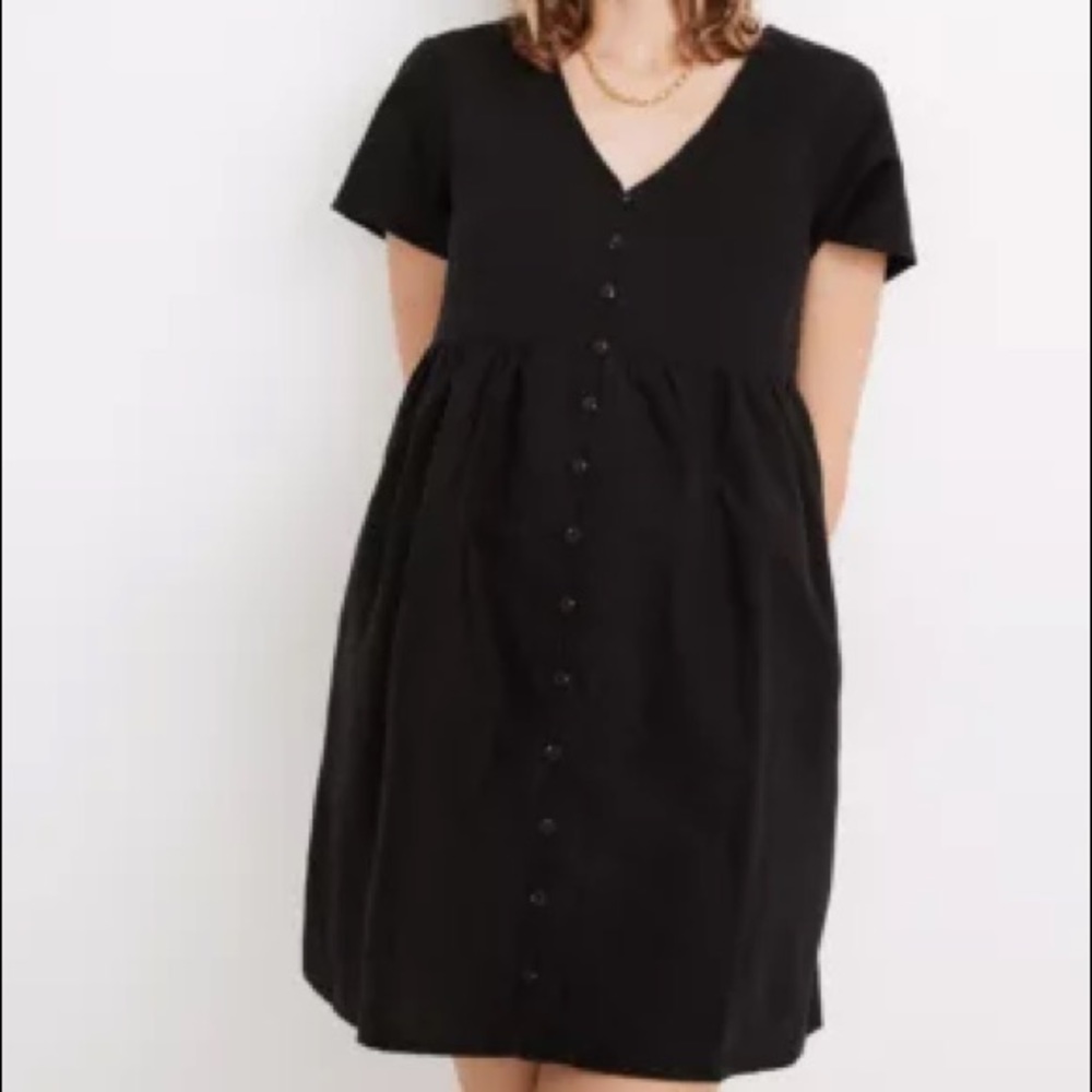 Madewell Linen-Blend Button-Front Mini Dress